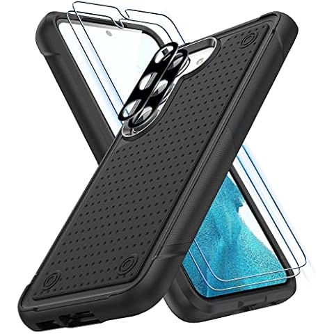 PULEN for Samsung Galaxy S23 Case with Screen Protector(2 Packs)+2 Packs Camera Lens Protector,[Military Grade][Non Slip Texture][Anti-Fingerprints] Heavy Duty Shockproof Protective Cover-Black Cover