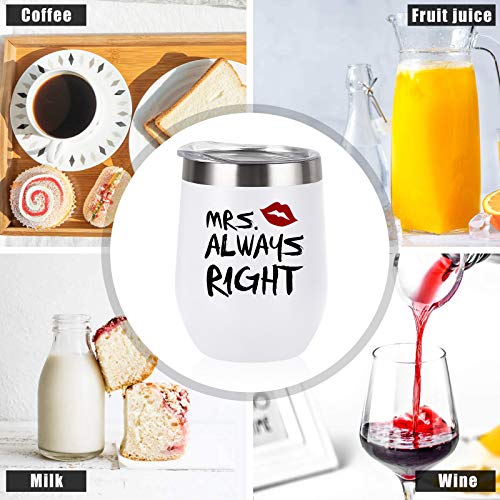 Livole Juego de 2 vasos de vino, Mr Right and Mrs Always Right, regalos divertidos para parejas, aniversario de boda, 12… - Imagen 4
