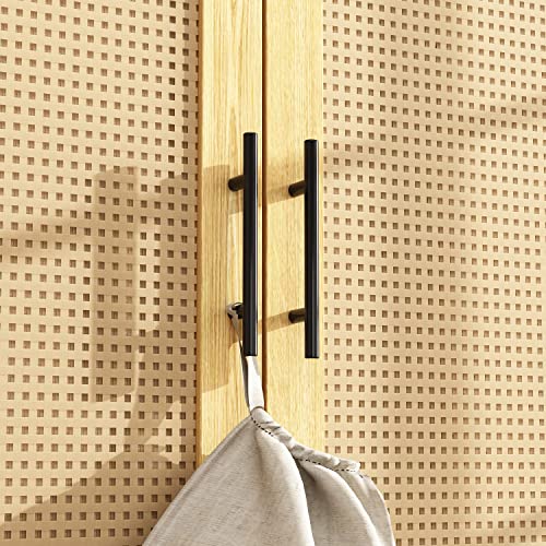 Didugo Rattan 2 Door Wardrobe Closet With 2 Drawers, Farmhouse Armoire Wardrobe With Hanging Rod, Black Metal Handles, Armoire Closet For Bedroom Oak (31.4”W X 19.6”D X 70.9”H) #TOP6