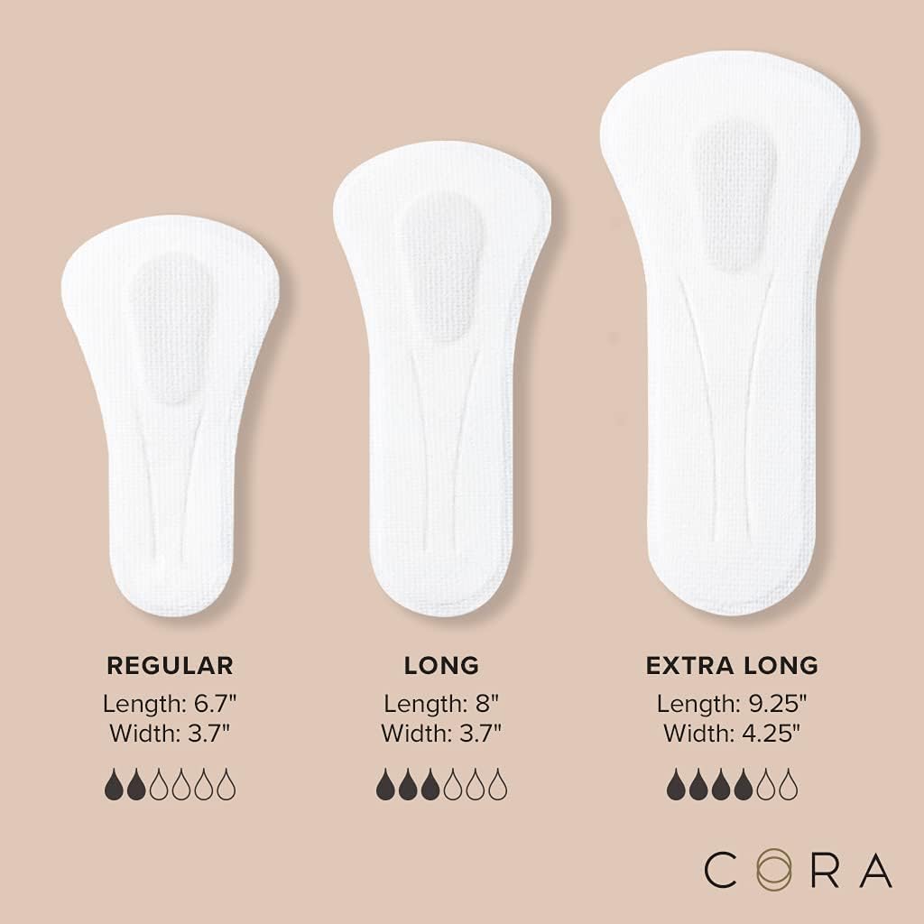 Cora Ultra Thin Organic Bladder Liners | Incontinence & Postpartum Pads for Women | Panty Liners for Bladder Leaks | Breathable Cotton (Regular | 72 Count)