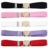 gsgfuis 5er Set Kindergürtel Mädchen - Elastische Gürtel für Kinder in 5 Farben: Schwarz, Weiß, Rot, Rosa, Lila - Verstellbare Kinder Gurt für Hose & Kleider