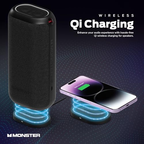 Monster DNA Max Portable Bluetooth Speaker, Loud Portable Speaker with 360 Bass Sound and 10W Qi Certified Wireless Charging Pad, IP67 Waterproof- for Travel, Indoor and Outdoor Use by Monster - Image 2