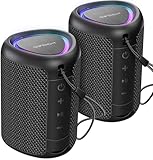 Portable Bluetooth Speaker with Lights, Stocking Stuffers, Powerful Crystal Clear Sound, IPX5 Waterproof, All Day Playtime, BT 5.3, TWS Paring, Small Wireless Speaker for Outdoor, White Elephant Gifts