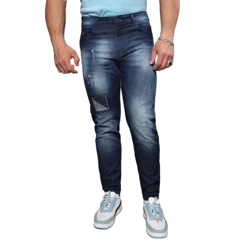 instafab Plus Men's Denim Jeans for Casual Wear | Dark-Wash | Plus-Size Fit | Button Closure | Plus-Size Denim Jeans Crafted with Comfort Fit for Everyday Wear-picture-23