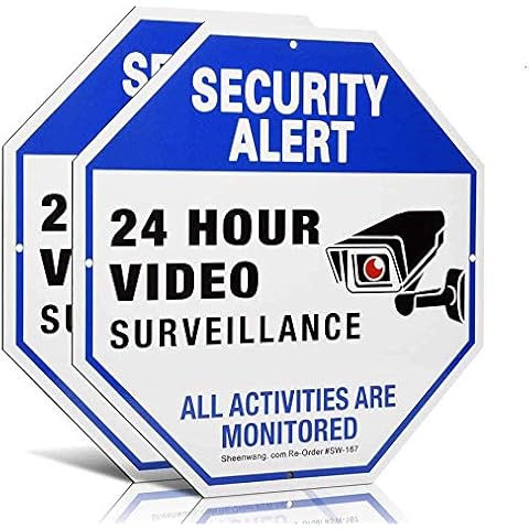 Sheenwang 2-Pack Security Camera Sign, Video Surveillance Signs Outdoor, UV Printed 40 Mil Rust Free Aluminum 10 X 10 in, Weatherproof and Heavy Duty Security Signs for Home or Business Cover