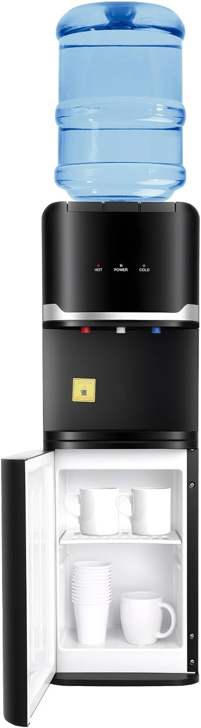 Top Loading Water Dispenser, Top Loading Hot & Cold Water Dispenser with Child Safety Lock, 5 Gallon Water Dispenser with Tri Temp Dispense