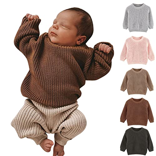 Toddler Boys Girls Knit Sweater Plain Casual Fall Winter Pullover Warm Fashion Cute Classic Trendy Sweatshirt