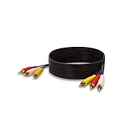 Vista 3 de SatelliteSale Cable compuesto de 3 machos a 3 machos RCA Audio Video AV Cable universal de PVC Negro Cable 100 pies