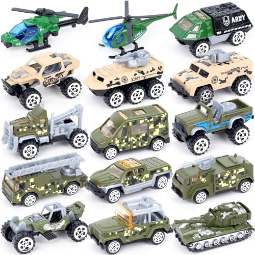Mcpinky HMC0488 15Pcs Die-Cast Military Vehicles,Army Toy Vehicle Models Alloy Metal Army Vehicles,Cars Tank Helicopter Panzer Toys cover