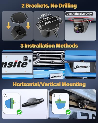 【Upgrade 180°Wide Angle】 Backup Camera AHD 1080P Back up Camera for Cars Super Night Vision 360° Rotatable Front/Side/Rear View Camera IP69K Waterproof Reverse Camera No-drillling Install - Thumbnail 7