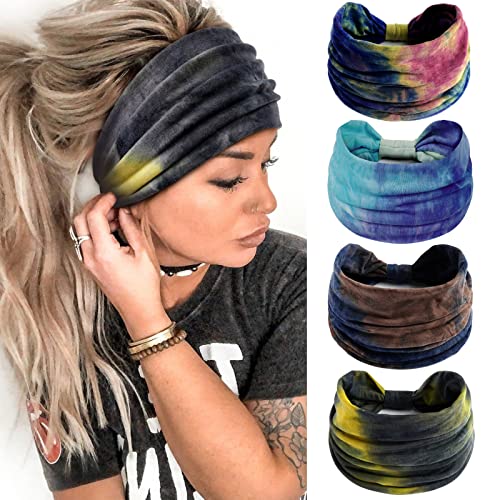 Huachi Tie Dye Headbands for Women, Summer Boho Headband Non Slip Thick