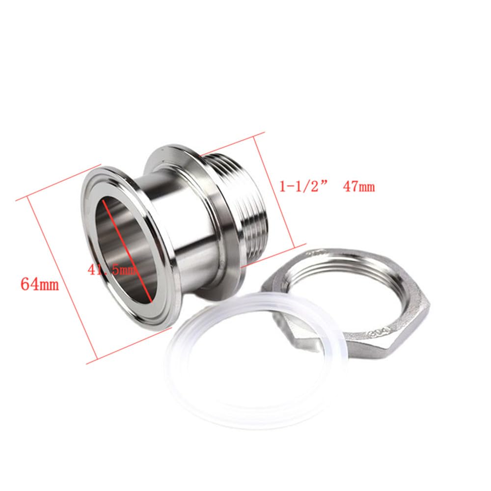 Double Ferrule 1.5" 2" Tri Clamp Male 304 Stainless Steel Pipe Fitting tank connector DN32 DN40,DN40 to K64