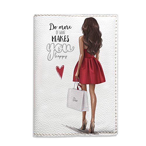 Fashion passport holder ID credit cards wallet eco leather organizer with 2 slots travel accessory Girl in Red Dress