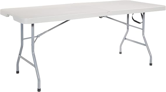 Office Star Resin 6 Foot Folding Bench and 6 Foot Resin Center-Folding Portable Table