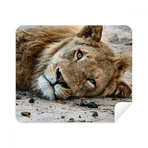 Chiffon de nettoyage en suède doux motif lion pour écrans tactiles et lunettes de vue 2Pcs