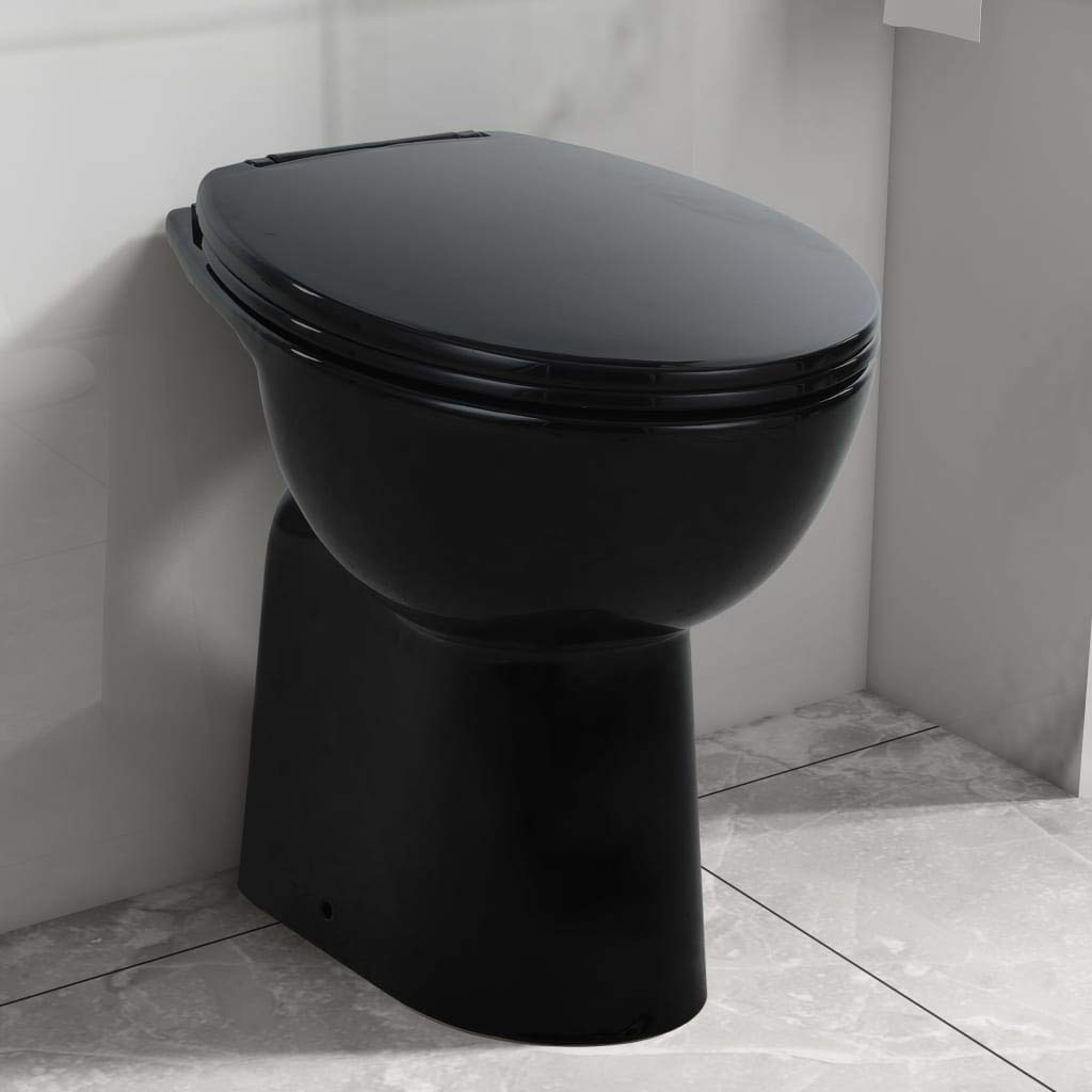 WC Inodoro Completo Sin Borde Incluye Asiento de Inodoro con Cierre Suave Automático Altura de Confort Anciano Negro