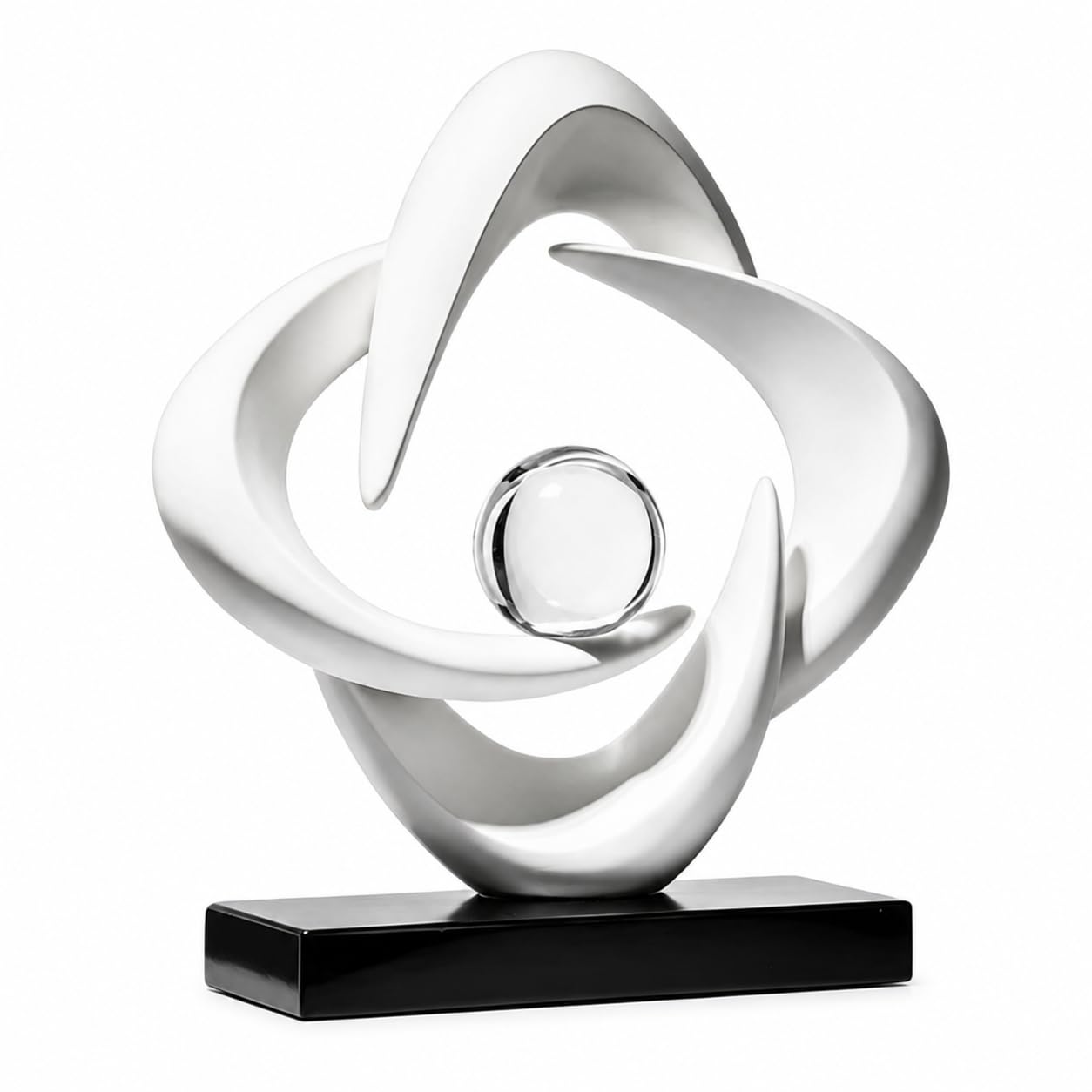 Moderne abstrakte Harz-Skulptur, blauer Ozean-inspirierter Art-Deco-Statue für Heimdekoration, Eingangstisch, Kaminsims, TV-Ständer, Regale, Bücherregal und Bürodekoration (weiß)