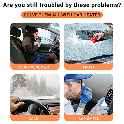 Portable Car Heater, 12V 120W Heater for Car That Plugs Into Cigarette Lighter Car Defroster Fan Electric Heater Fast Heating & Cooling with 360° Rotary Windscreen Defogger Window Defroster for Car