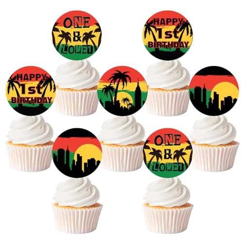 Adornos para cupcakes de reggae para decorar postres en fiestas infantiles de primer cumpleaños