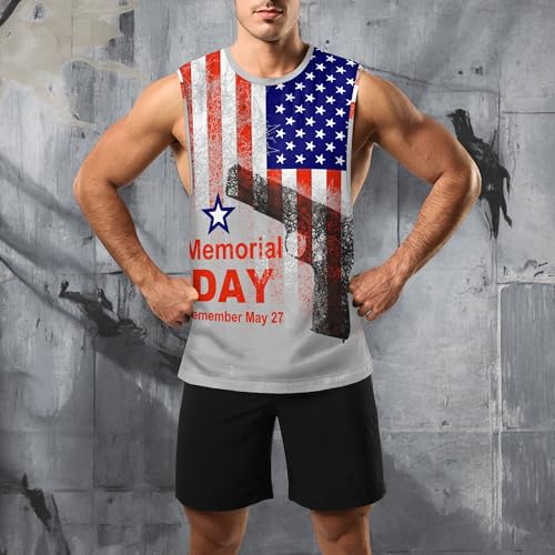 Image of Zhyaj Summer Tanks Top for Men Flag Graphic Print Sleeveless Shirts Casual Working Out Vest T-Shirts Loose-Fit Men's Tank