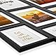 bomoe 18er Bilderrahmen Set – 6x 10x15 cm, 4x 13x18 cm, 4x 18x24 cm, 4x 20x30 cm Fotowand Bilder Set Holz & Kunststoffglas Holzbilderrahmen mit Passepartout Schwarz