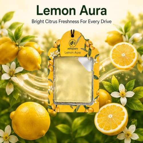 Image of Aeropure Gel Wink Hanging Car Perfume | Long-Lasting Gel Based Car Air Freshener | Car Accessories | Last Up to 30 Days | Lemon Aura - Pack of 4