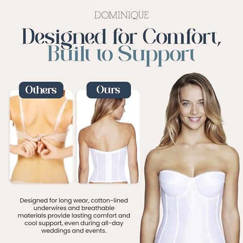 Dominique Women’s Backless Strapless Juliette Satin Longline Bustier Bridal Bra #8950 – Full Support- Lingerie for women4
