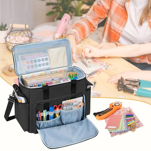 Trunab TN09701 Large Scrapbook Bag With Padded Laptop Sleeve, Craft Bag Organizer Tote With Multiple Pockets For Scrapbooking Supplies And Art Tools thumb #3