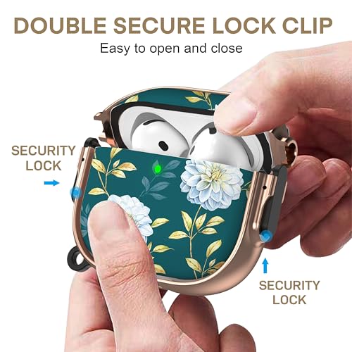Image of Maxjoy for AirPods 4 Case with Lock, Cute AirPods 4 Case Lock Protective Hard AirPod 4 Generation Cover for Women Girly with Keychain Clip for AirPod 4th Generation Cover 2024, Floral
