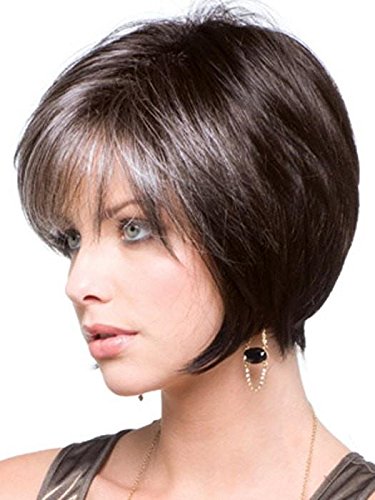 Audrey Wig Color Sandy Silver - Rene of Paris Wigs Short 6" Layered Bob Angled Sides Synthetic Average Cap