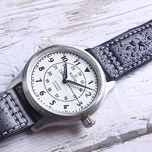 Image of RATIO Pilot Style Watch Analog Display Full Luminous Japanese Automatic 12 /24 Hours Time Display 200M Water Resistant Casual Wear Watches for Men