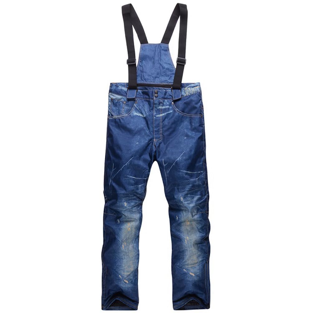 Pantaloni da sci in denim da uomo e donna, per escursionismo, trekking, attività all'aperto, inverno, snowboard, impermeabili, antivento, funzionali, imbottitura in cotone caldo, pantaloni