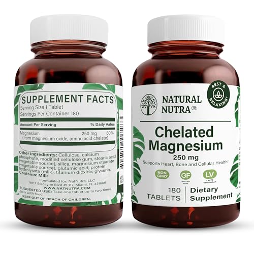Natural-Nutra-Chelated-Magnesium-Oxide-250-mg-High-Absorption-for-Strong-Bones-Heart-Health-Energy-Boost-Gluten-Free-Non-GMO-180-Tablets-in-BPA-Free-Recyclable-Glass-Bottles