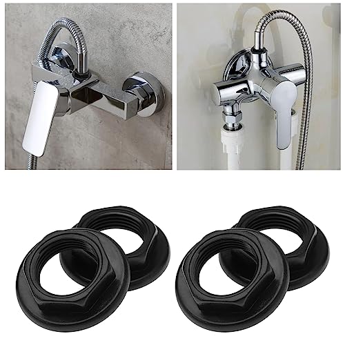 EMSea 4Pcs Sink Tap Back Nut 3/4" BSP Plastic Back Nuts Accessories for Bathroom Basin Taps Mixers Round Faced Flanged Back Nuts Home tools Black - Image 3