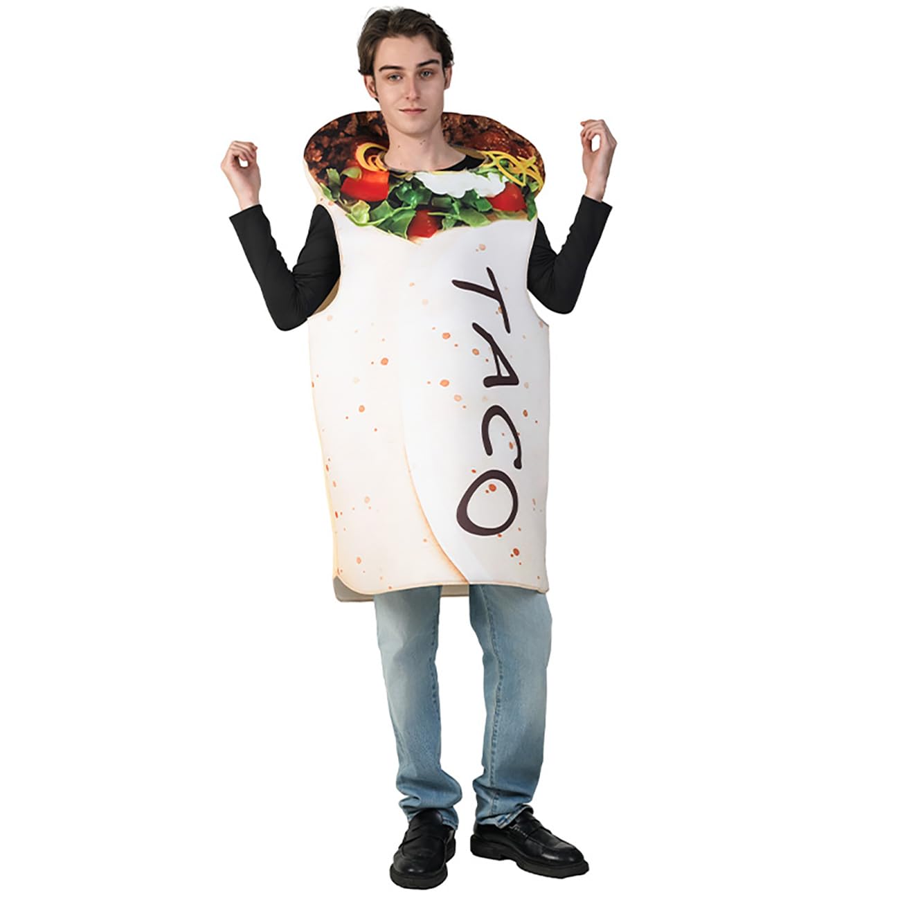 Disfraz de taco de burrito para adultos, túnica mexicana unisex, para Halloween, fiestas, grupos o eventos de despedida de soltero (talla única)