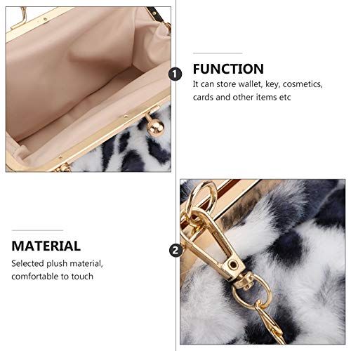 KESYOO bolsa tiracolo com estampa de leopardo e alça de corrente destacável, Branco, One Size