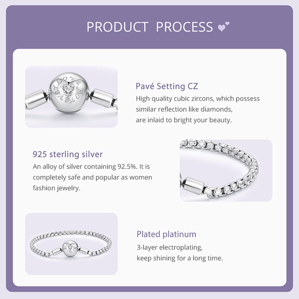 MOCHAMIK Pulsera con Dije de Cadena con Cierre de corazón Moments chapada en para Mujer Pulsera para Mujer