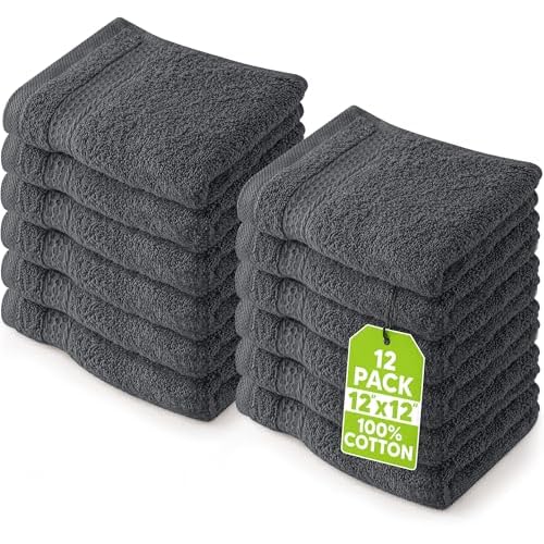 Utopia Towels - 12er Pack Seiftücher mit Aufhängeschlaufen 30x30 cm OEKO TEX Hergestellt in Green, aus 100% Baumwolle Gästehandtücher weiche und saugfähige Waschlappen für die Gesichtsreinigung (Grau)