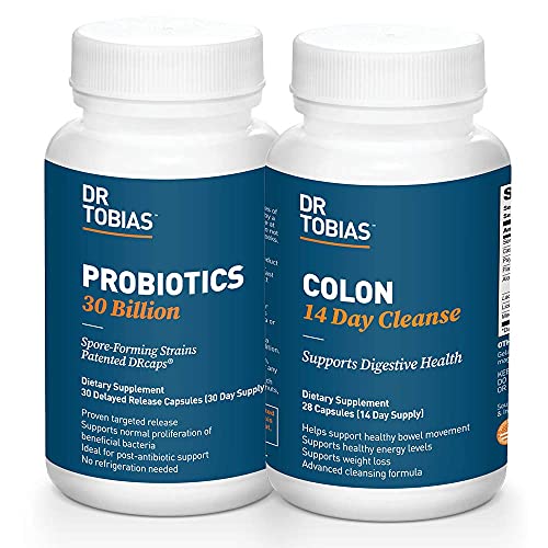 Dr. Tobias Digestive Kickstarter Bundle with Colon 14 Day Cleanse & Probiotics 30 Billion for Gut Health & Healthy Bowel Movements