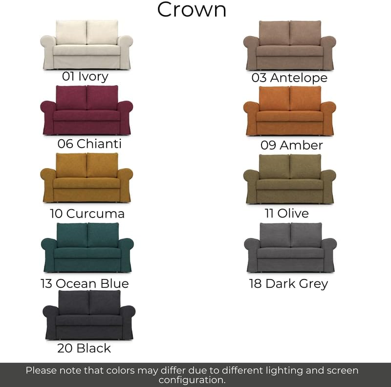 comfortly Cover for Backabro 2 Seat Sofa Bed, Replacement Slipcover, Heavy Duty 5 pcs Cover, Soft Durable Washable Fabric, Easy to Clean & Replace (Crown - Amber)