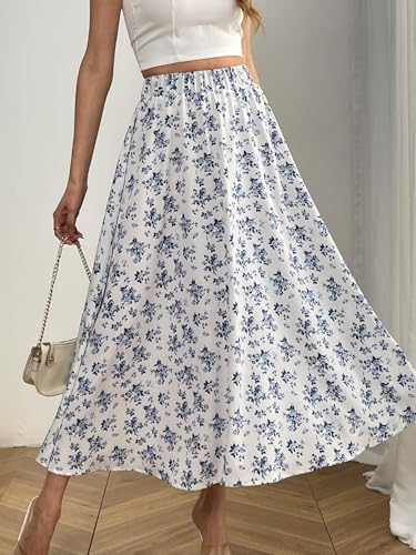 Women's Flowy Elastic High Waist Skirts Trendy Summer 2025 Boho