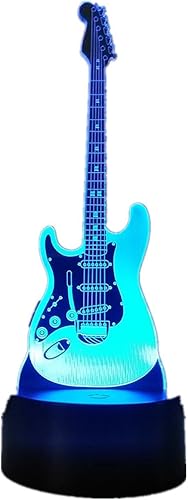 Guitarra Música 3D Luz Eléctrica Ilusión Lámpara LED 7 Color Cambio USB Sensor Táctil Luz de Escritorio Luz de Noche disponible en Yaxa El Salvador