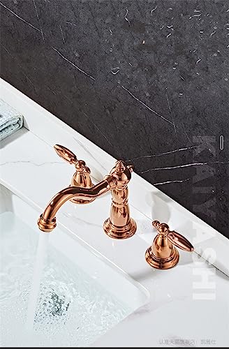 Robinet de salle de bain 3 trous pour vasque rétro noire - 3