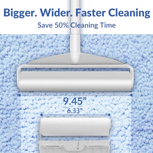 Large Lint Rollers for Carpet, Sticky Rollers for Floor DELOMO 9.45 in with 3 Extendable Handle,Long Handle Sticky Mop for Cleaning Carpets, Cars, Clothing, and Pet Hair - Thumbnail 3