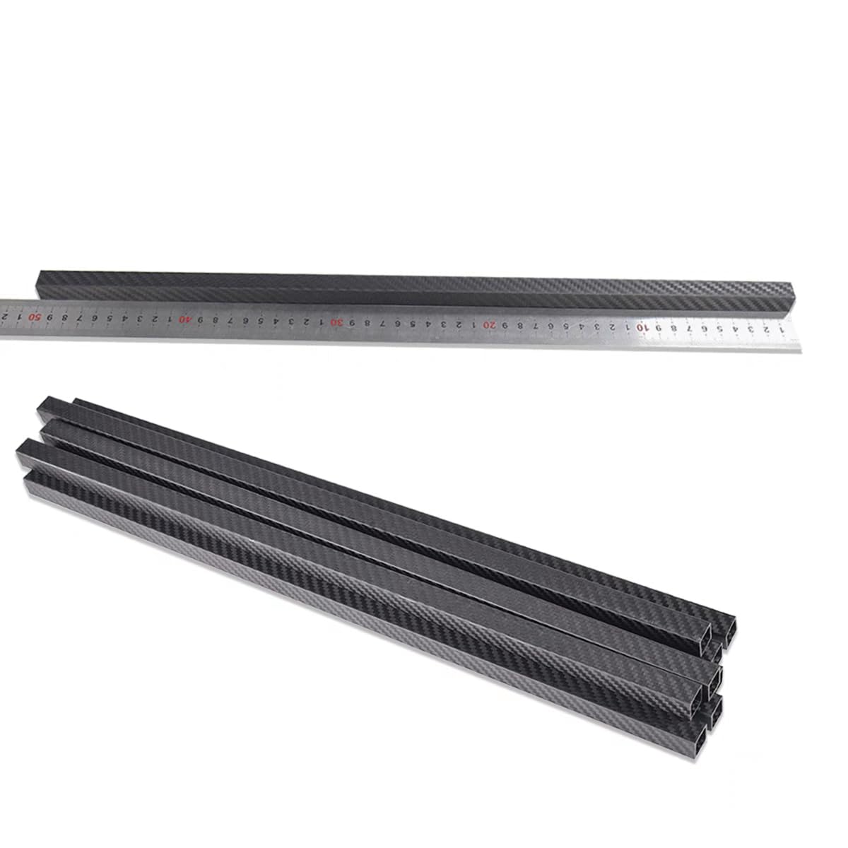 Rura kwadratowa 3K z pełnego włókna węglowego 500 mm Zwykły błyszczący do modeli RC OD 10-30 mm 1 szt.(20x20x18x500mm)