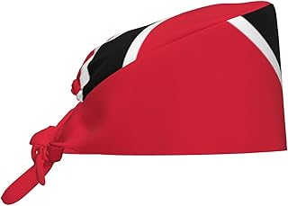 Working Cap Scrub Cap with Sweatband for Women Men Adjustable Patriotic Flag Tie Back Scrub Hat Nurse Surgical Caps