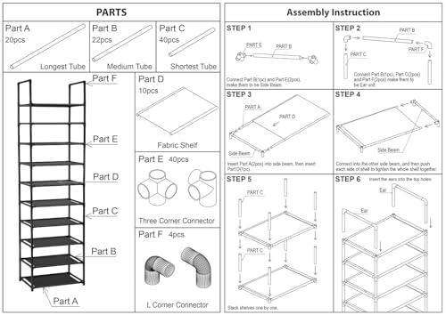 FIDUCIAL HOME 10 Tiers Shoe Rack 20-25 Pairs Sturdy Shoe Shelf by FIDUCIAL HOME - Image 4