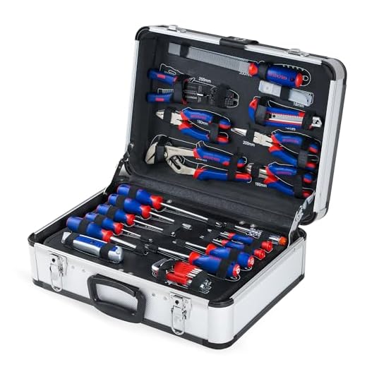 Hi-Spec 33 teiliges blaues Werkzeugset für Anfänger mit Metall Werkzeugkoffer. Komplettes Werkzeug für Kinder und Erwachsene DIY Anfänger 8 WORKPRO Haushalt Werkzeugkoffer Aluminum Werkzeugtrolley, Steckschlüssel-Satz Gabelschlüssel Universal Alu Werkzeugkiste 119-teilig