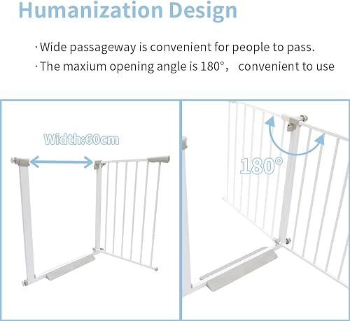 Miniatura 4 de Puerta de bebé de metal para escaleras, puerta de seguridad de cierre automático, puerta para niños extra alta y ancha, puerta de perro de fácil