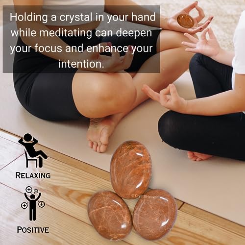 Image of Crystal Heaven Certified Peach Moonstone Crystal Palm Pebbles Stones For Anxiety Stress Relief Massage - Aaa Grade Original Gemstone Agate Palm Stone For Yoga Meditation Spiritual Reiki Feng Shui